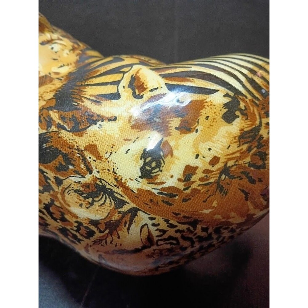 Vintage La Vie Safari Patchwork Bear Figurine Porcelain Wildlife Animal Print 9" - Picture 7 of 13
